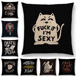 Funny cartoon words / letters - cushion cover - 45 * 45 cm
