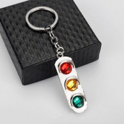 Crystal traffic lights - metal keychain