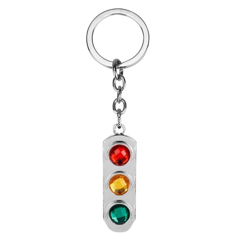 Crystal traffic lights - metal keychain