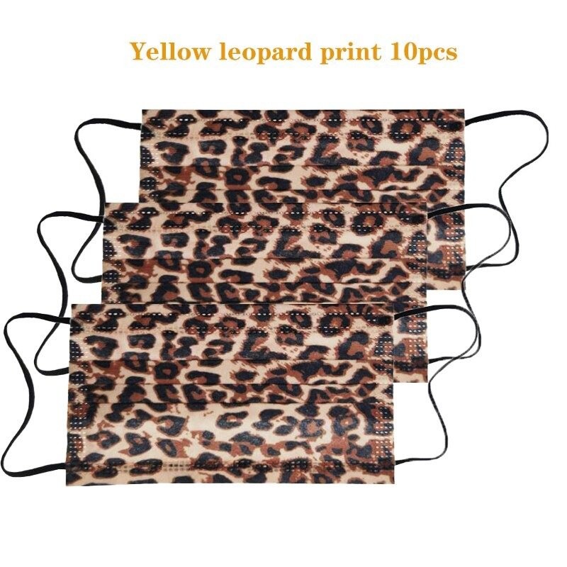 Mouth / face protective masks - disposable - 3-layer - leopard print - 10 - 50 - 100 pieces