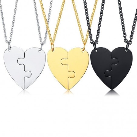 Heart pendant with necklace - custom made engraved name - 2 pieces
