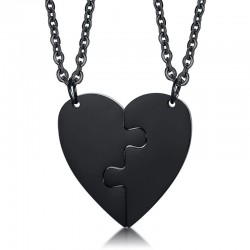 Heart pendant with necklace - custom made engraved name - 2 pieces