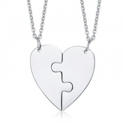 Heart pendant with necklace - custom made engraved name - 2 pieces