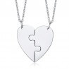 Heart pendant with necklace - custom made engraved name - 2 pieces