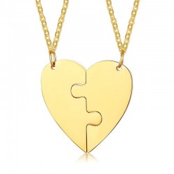 Heart pendant with necklace - custom made engraved name - 2 pieces