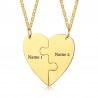 Heart pendant with necklace - custom made engraved name - 2 pieces