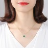 Gold necklace with malachite & zircons - double chain - 925 sterling silver