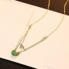 Gold necklace with malachite & zircons - double chain - 925 sterling silver