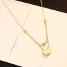 Gold necklace with malachite & zircons - double chain - 925 sterling silver