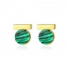 Elegant round stud earrings - with green malachite - 925 sterling silver