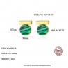 Elegant round stud earrings - with green malachite - 925 sterling silver