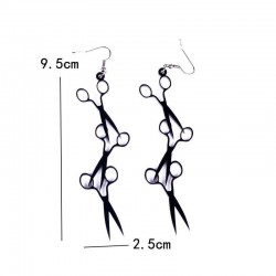 Triple black scissors - long earrings