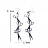 Triple black scissors - long earrings