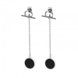 Chain with a black circle - long earrings