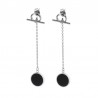 Chain with a black circle - long earrings
