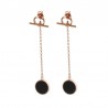 Chain with a black circle - long earrings
