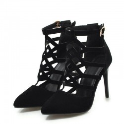 Sexy suede high heels - pumps - with a zipper and a buckleHigh heels
