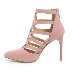 Sexy suede high heels - pumps - with a zipper and a buckleHigh heels