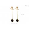 Chain with a black circle - long earrings