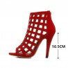 Hollow-out high heel pumps - ankle sandals - with a back zipperHigh heels