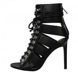 Cross-tied - high ankle heels - open toe - with back zipperHigh heels