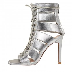 Cross-tied - high ankle heels - open toe - with back zipperHigh heels