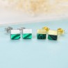 Luxurious square stud earrings - with turquoise - 925 sterling silver