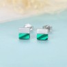 Luxurious square stud earrings - with turquoise - 925 sterling silver