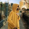 Fashionable fur coat with hoodie