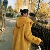 Fashionable fur coat with hoodie