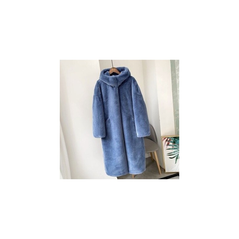 Fashionable fur coat with hoodieJackets
