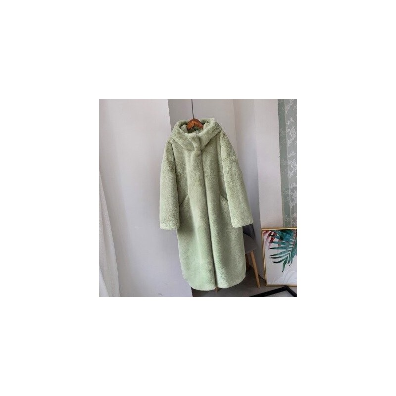 Fashionable fur coat with hoodie