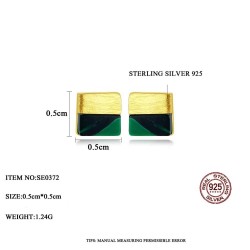 Luxurious square stud earrings - with turquoise - 925 sterling silver