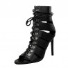 Cross-tied - high ankle heels - open toe - with back zipperHigh heels
