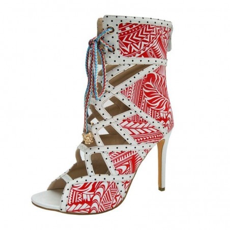 Sexy high heel ankle boots - hollow-out - lace-up - back zipper