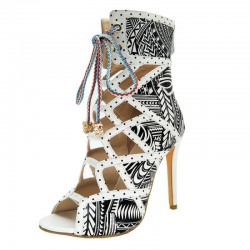 Sexy high heel ankle boots - hollow-out - lace-up - back zipper