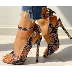 Modern high heel sandals - with an ankle strap - back bow - colorful designSandals