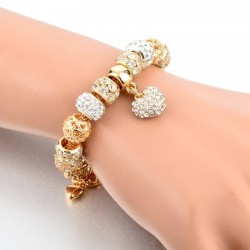 Elegant gold bracelet - with crystal beads & heartBracelets