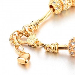 Elegant gold bracelet - with crystal beads & heartBracelets