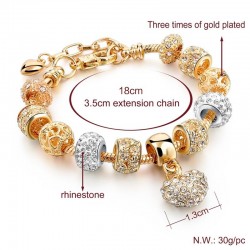 Elegant gold bracelet - with crystal beads & heartBracelets