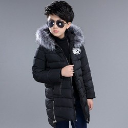 Warm down jacket - with fur collar - for boys