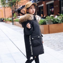 Thick winter jacket - with fur hood - waterproofKids