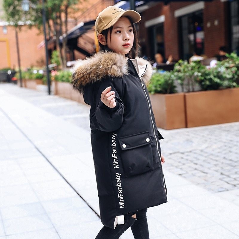 Thick winter jacket - with fur hood - waterproofKids