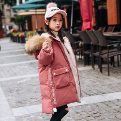 Thick winter jacket - with fur hood - waterproofKids
