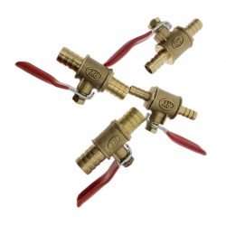 Ball valve with red handle - 6mm - 12mm - for water / oil / air / gas / fuel line shutoff - brass