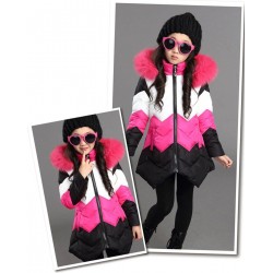 Warm down jacket - with detachable fur hood