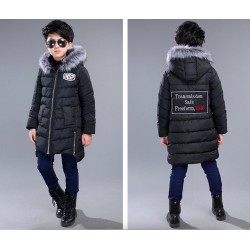 Warm down jacket - with fur collar - for boys