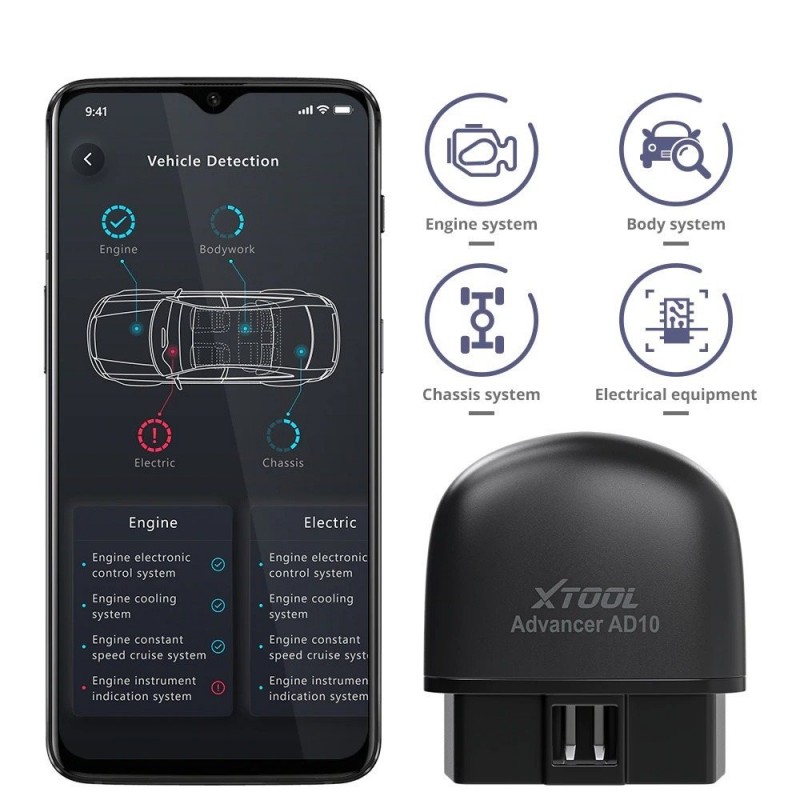 AD10 - OBD2 - ELM327 - scanner de carro diagnóstico - leitor de código - Bluetooth - iOS - Android - exibição de cabeçalho