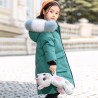 Padded cotton long jacket - with a colorful fur hood - for girlsClothing