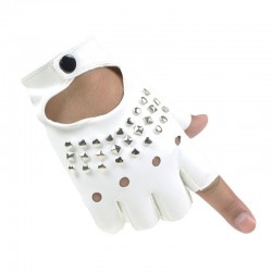 Luvas de couro - meio dedo design - com rebites - unisex
